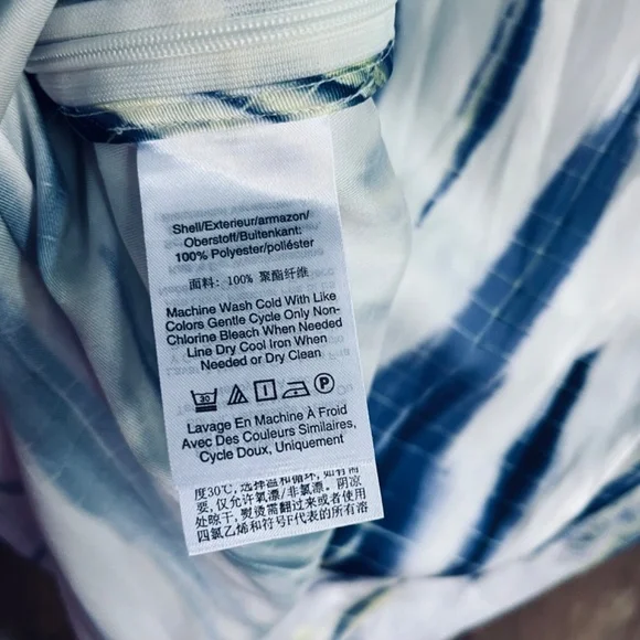 DKNY Women's Short Puff Sleeve Ruched Tie Dye Blouse Top Size XL - Picture 14 of 15